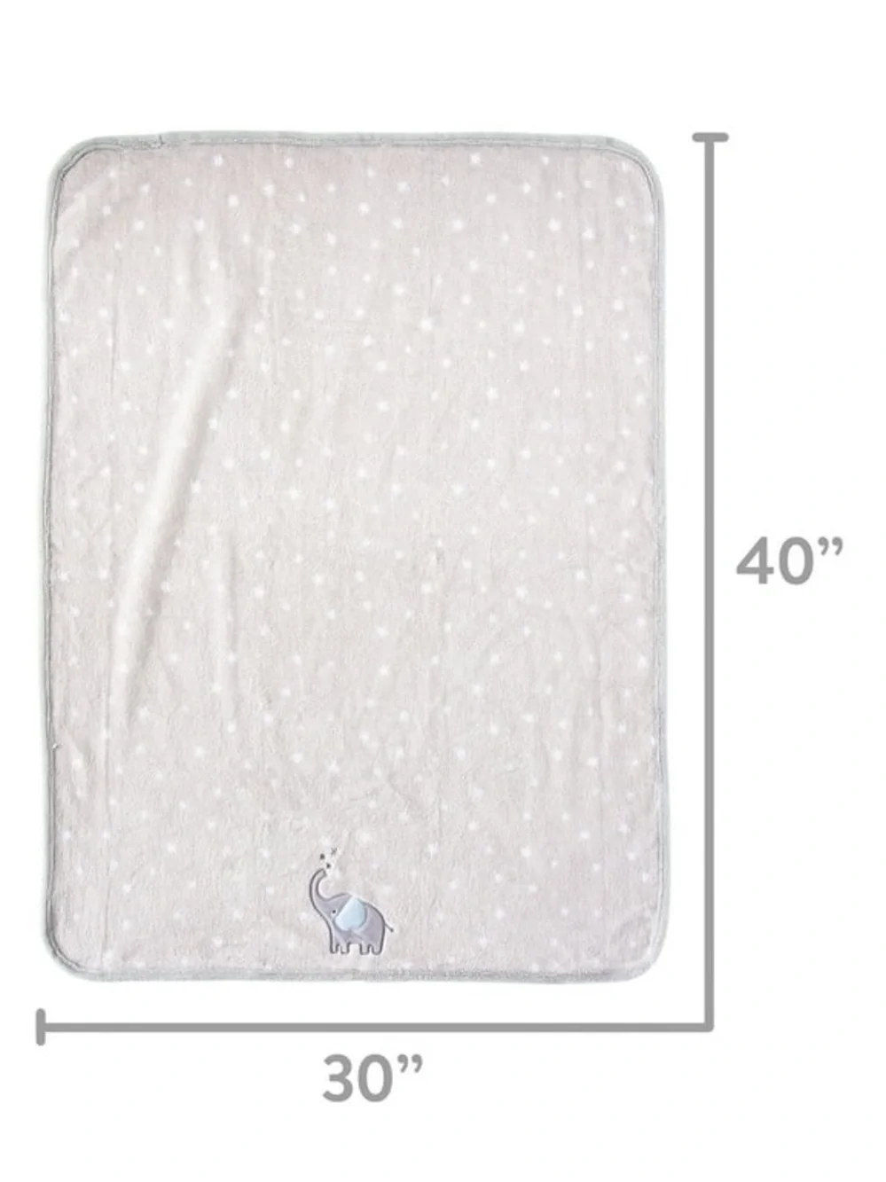 Parents Choice Soft Gray Baby Blanket with Elephant Accent 30x40